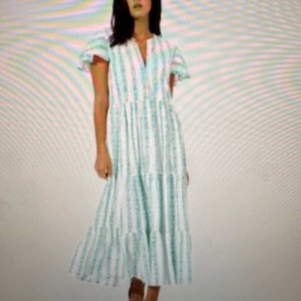 NWT OLIPHANT V-Neck Flutter Sleeve Maxi in Archer Green, Size Medium, $298!